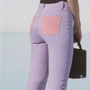 Staus Lilac Jeans with Contrast Pink Pockets